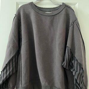 We The Free Charcoal Ribbed Top